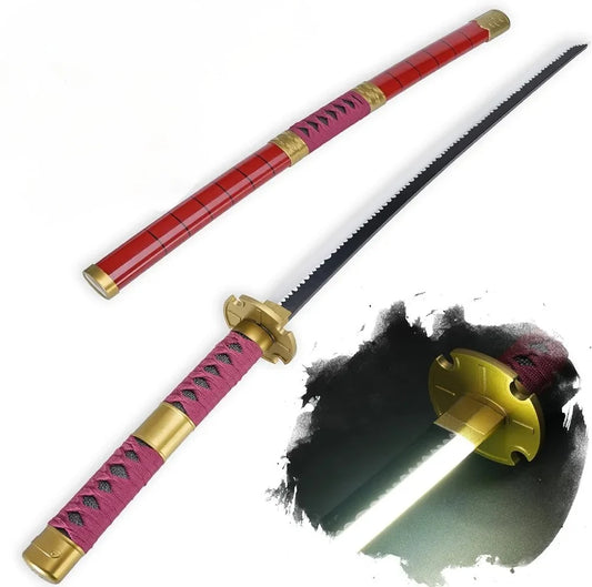 Zoro Red - White LED Katana - One Piece - Wooden (no sharp edge) Life-sized - 104 cm #019