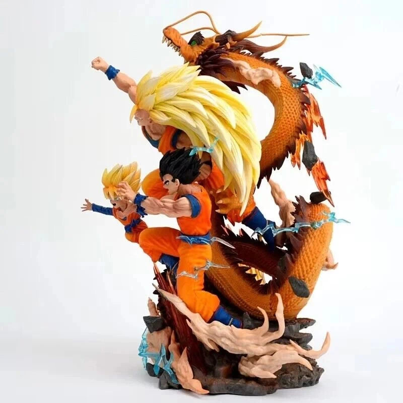 Goku, Gohan & Goten with dragon - Dragon Ball