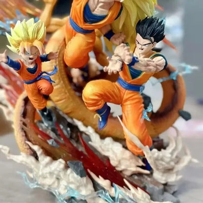 Goku, Gohan & Goten with dragon - Dragon Ball