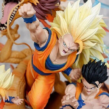Goku, Gohan & Goten with dragon - Dragon Ball
