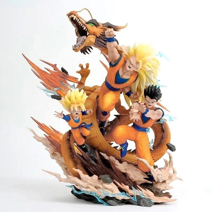 Goku, Gohan & Goten with dragon - Dragon Ball