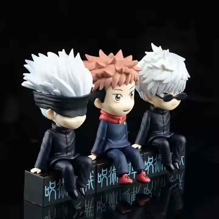 Sitting Gojo & Itadori Chibi set - Jujutsu Kaisen x3