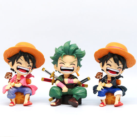 Luffy & Zoro laughing set x3
