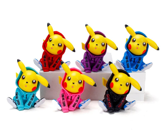 Pikachu in multicolor hoodies - set x6