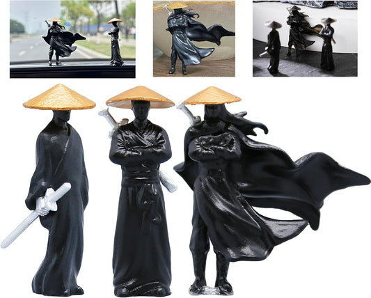 3 mini samurai swordsmen - screen-top, car dashboard decor