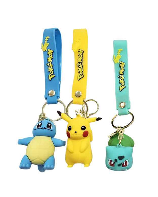 Pikachu, Squirtle & Bulbasaur - set of 3 keychains - highly detailed
