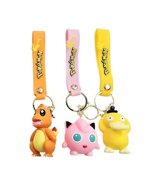 Charmander, Jigglypuff & Psyduck - set of 3 keychains - highly detailed